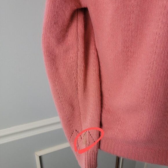 ALPENBLICK Pink Pointelle Knit Turtleneck Mock Neck Button Shoulder Sweater VTG - Picture 11 of 11